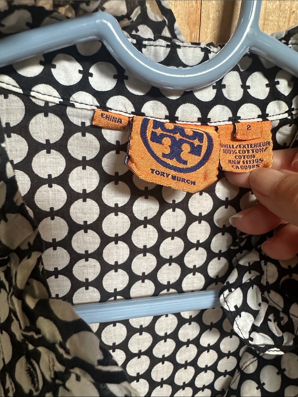 Tory Burch Black and White Geometric Print Blouse